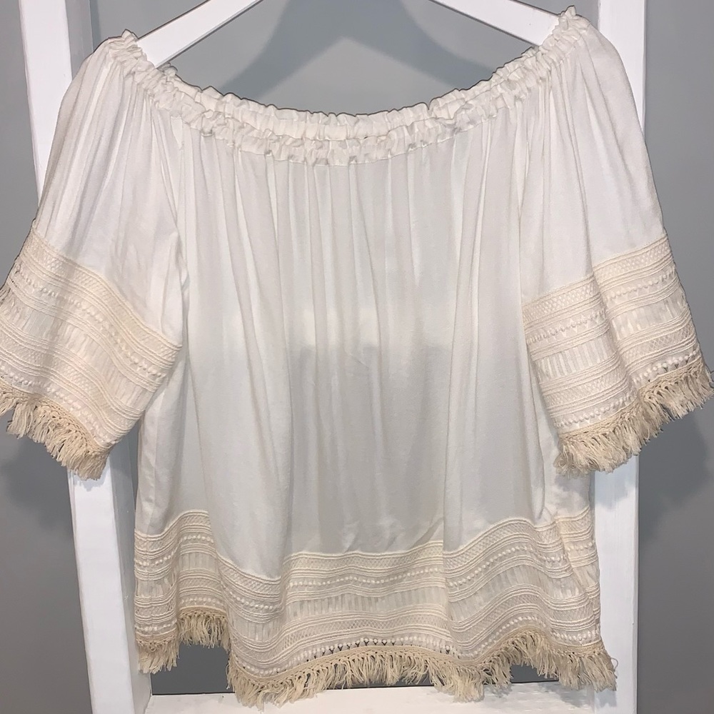 Ella Moss Off the Shoulder Frill Top
